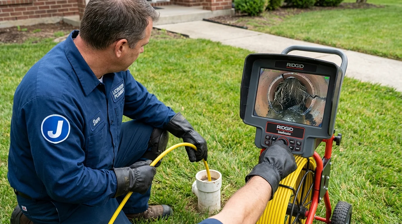 Sewer camera inspection being performed by Johns Plumbing LLC in Lathrop